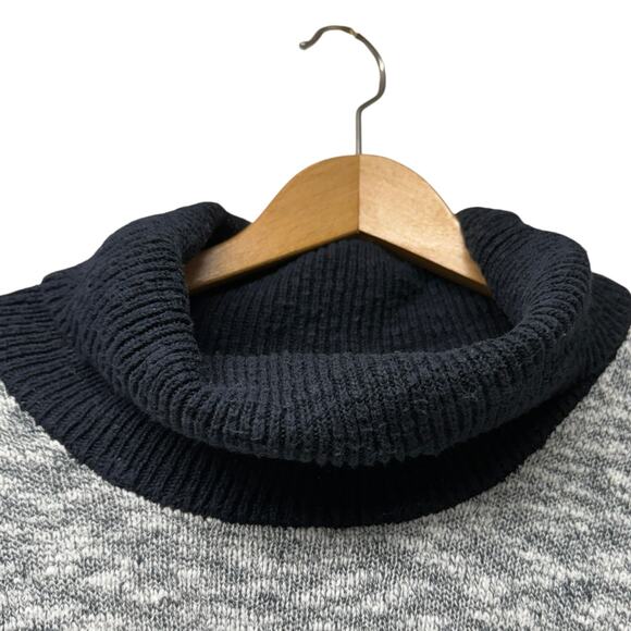 LL Bean Signature Womens Turtleneck Sweater Size XL Black Gray Cotton Linen Knit - Picture 2 of 6